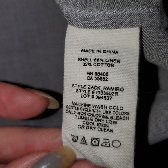 Theory Men´s Zack Ramiro Linen Cotton Blend Button Gray Long Sleeve Shirt M - Picture 9 of 10